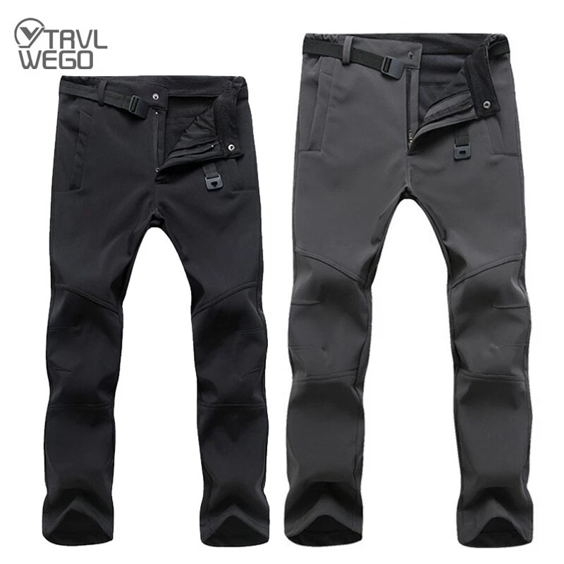 Warm Winter Soft Shell Pants Travel Waterproof Outdoor Pants Fleece Windproof