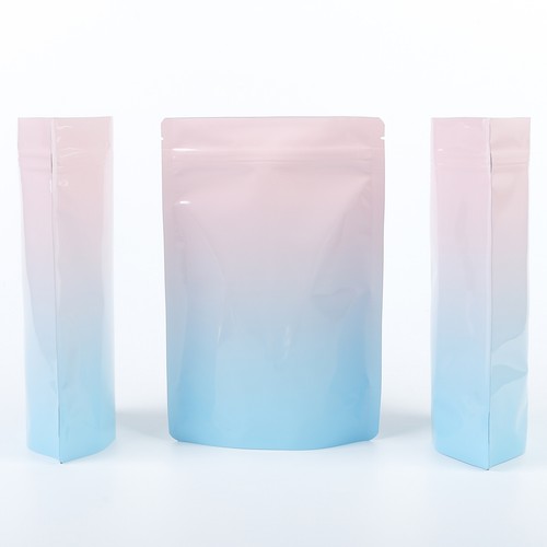 Bolsas de embalaje rosa Mylar bolsas de papel de aluminio azul vacías bolsas de degradado pastel bolsas de pie - Imagen 2 de 7