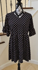 BOOHOO WOMENS BLACK WHITE POLKA DOT DRESS SIZE 16
