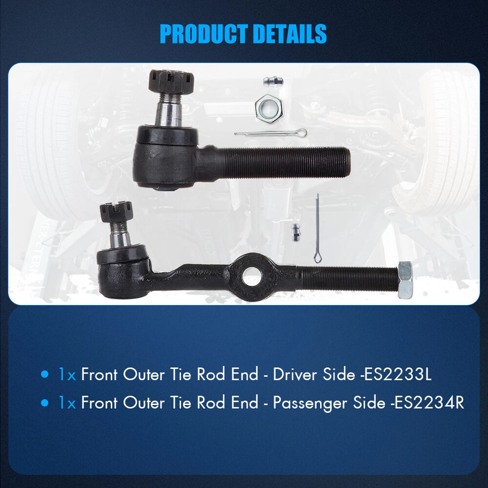 Front Steering Outer Tie Rod End For 1981-1986 Chevrolet K10 K20 GMC K1500 K2500 Foto 3 de 4