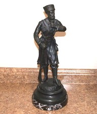 ANTIQUE RUSSIAN BRONZE OF A KOSAKE SOLDIER DRINK TEA OR VODKA BY EVGENI LANCERAY
