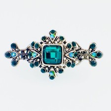 USA Vintage Hair Claw Clip Jaw Hairpin use SWAROVSKI Crystal Elegant Green 3-6
