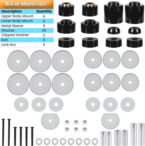 For 1980-1998 Ford F150 F250 F350 2WD 4WD 4.4123R Body Mount Bushing Set Kit - Picture 7 of 10