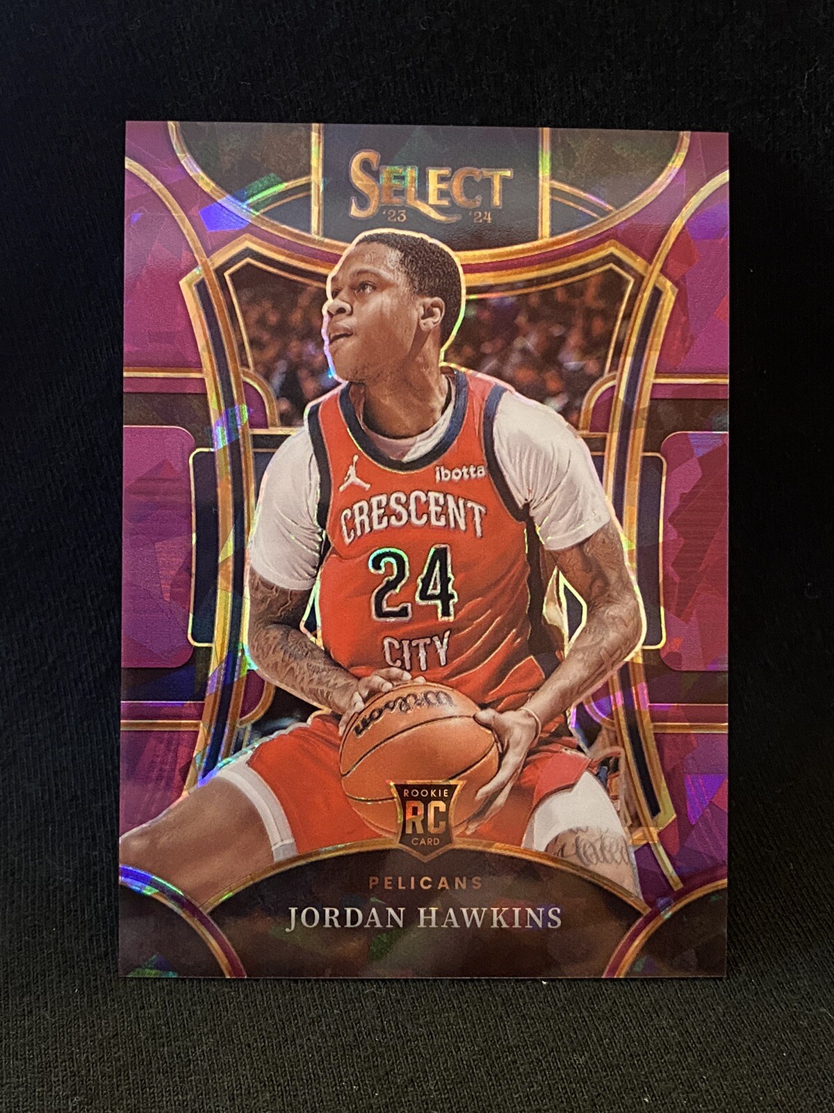 2023-24 Select Basketball Purple Cracked Ice Mezzanine Jordan Hawkins 334 RC /99