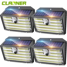 4Pack 126LED Solar Motion Sensor Lights Outdoor Garden Fence Deck Yard Wall Lamp