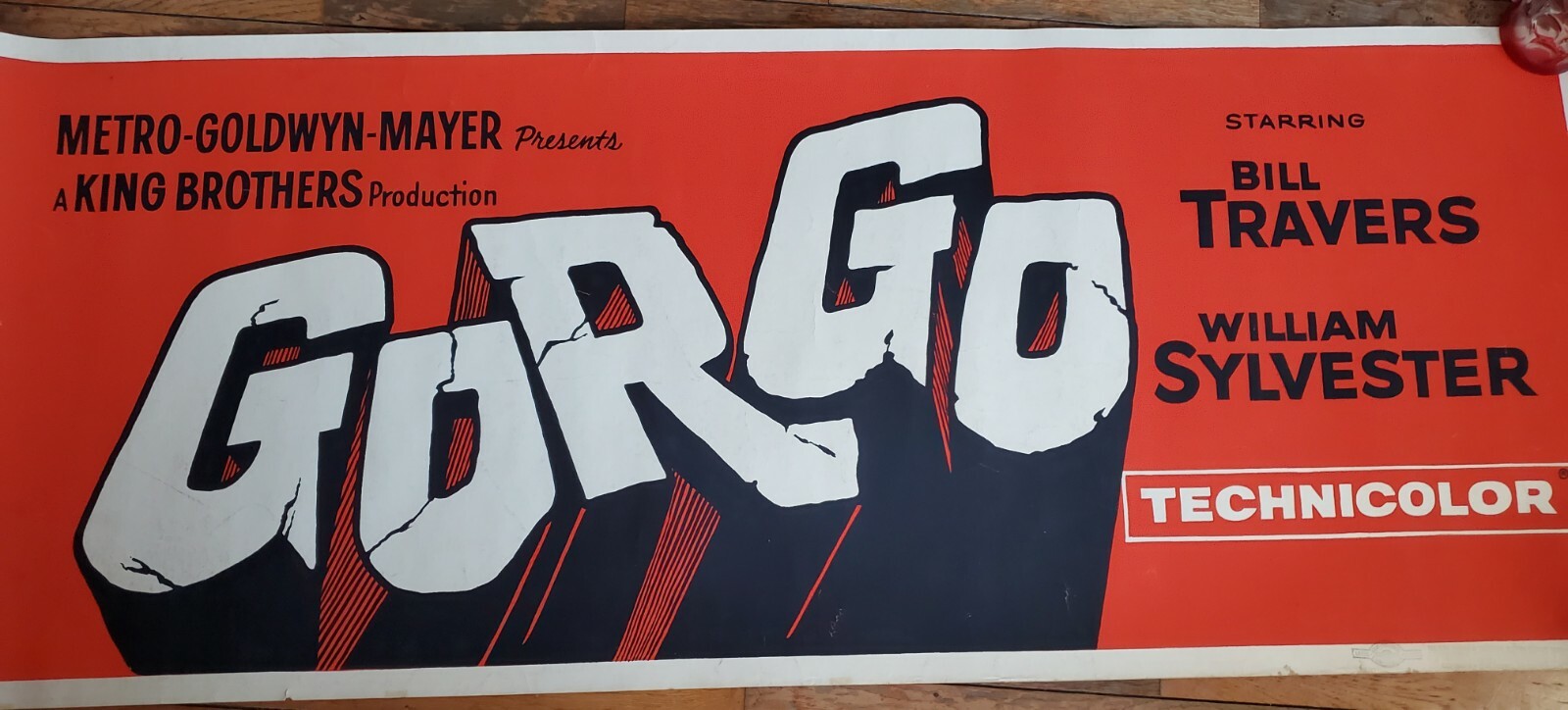 1961 "GORGO" Monster Horror MOVIE THEATER 7 FOOT LOBBY BANNER DISPLAY POSTER