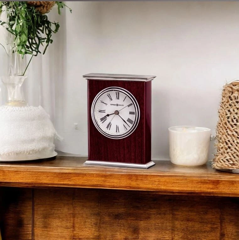 RELOJ DESPERTADOR DE MESA HOWARD MILLER "KENTWOOD" 645481 palo de rosa plata Foto 3 de 4