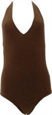 American Apparel Women's Cotton Spandex Halter Bodysuit S Nude 1 NWOT 400