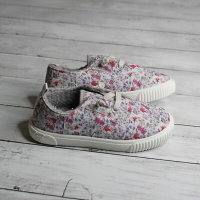 Blowfish Girl's Canvas Sneakers Size 12 Gray Pink Purple Floral