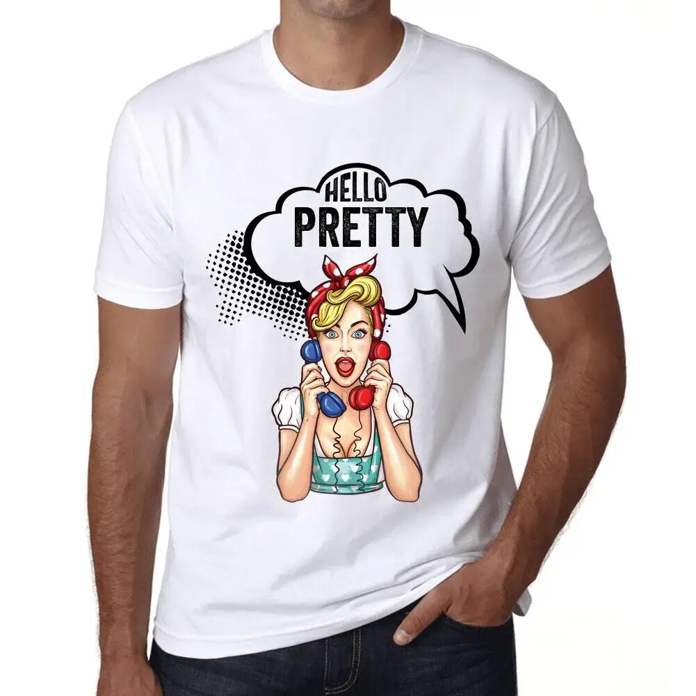 Camiseta de Cuello V para Hombre Hola Guapa – Hello Pretty – T-shirt Vintage