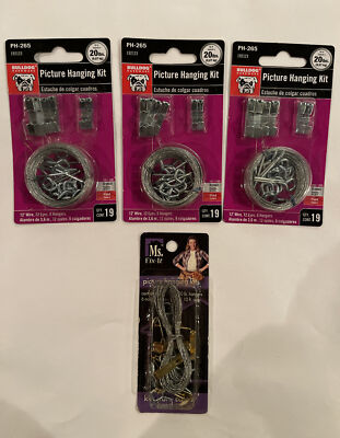 3 x Bulldog Hardware Picture Hanging Kit (20lb), PH-265. And 1 x Ms. Fix-it Kits