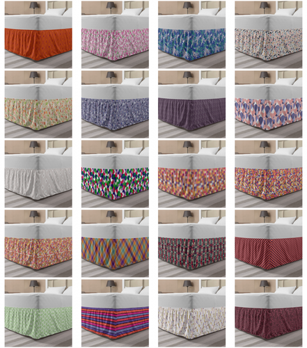 Ambesonne Abstract Layout Bedskirt Elastic Wrap Around Skirt Gathered Design - Picture 2 of 168