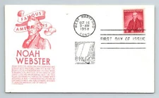 1958 Noah Webster FDC - Anderson Cachet - D49