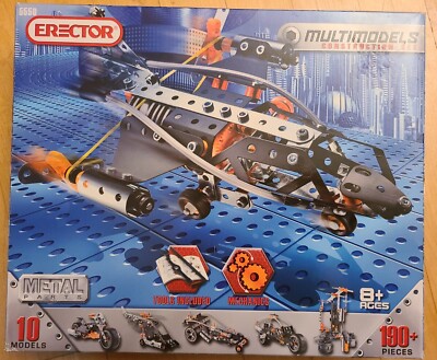 Erector MultiModels Construction Set #5550 10 Models-190+ pieces Sealed Pieces 