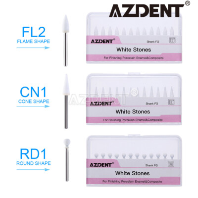 AZDENT Dental White Stone Polishing Burs FG Aluminum for Metal Resin Porcelain