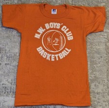 vtg 80s Russell Athletic Youth M T-Shirts Kiwanis Boys Club Basketball Jersey G1