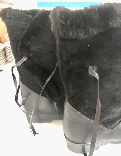 Rare Blondo Womens Boot Audrey Wool Sherling Fur Trimmed Black, Sz 12 2A #608mmw - Picture 8 of 12