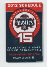 2012 WASHINGTON MYSTICS POCKET SCHEDULE (WNBA) (SKED)