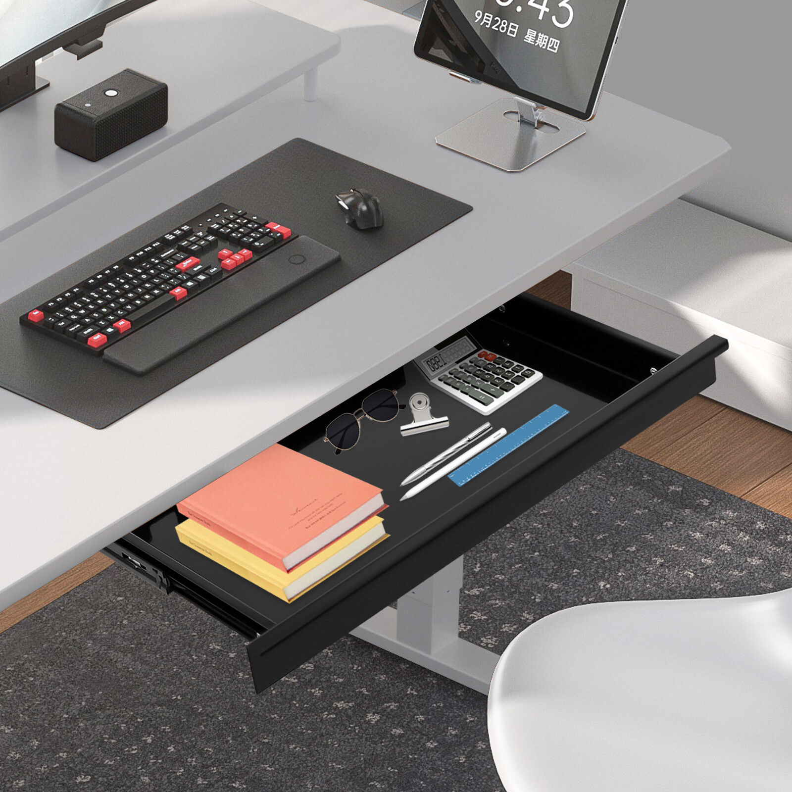 Under Desk Sliding Pull-Out Drawer Drawer Storage Organizer For Standing Desks-image