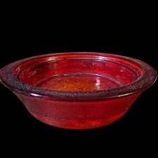 Vintage Candy Dish Red Glass Sandscroll L.E. Smith 8.5"x2.25" Christmas Holiday