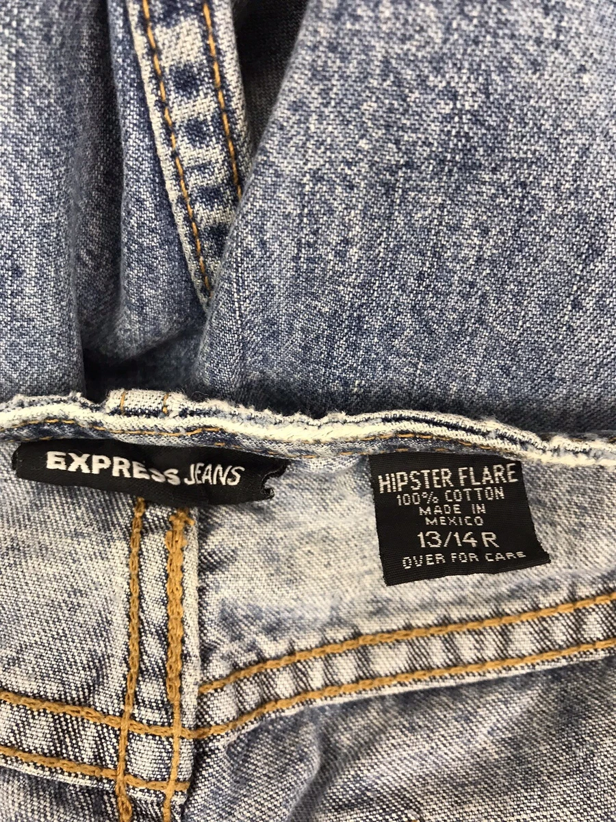 Express Vintage Hipster Flare Jeans Women Size 13 14 Mid Rise