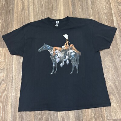 Beyonce Renaissance Tour Shirt Men s Size 2XL Black Metallic Horse Concert Tee