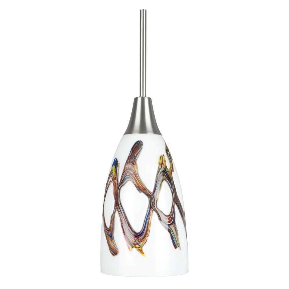 SUNSET LIGHTING F918753 1 LIGHT MB SWIRL GLASS MINIPENDANT SATIN