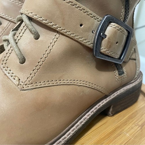 Lucky Brand Nolan Tan Leather Combat Moto Boot Military Lace Up Women's Size 7 - Picture 6 of 9