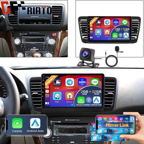 2+32GB 9"Apple Carplay  Andriod 13 Car Radio For Subaru Outback Legacy 2003-2009 - Afbeelding 1 van 19