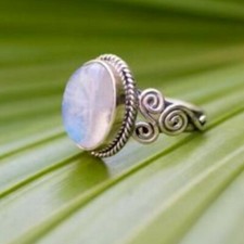 Beautiful Moonstone Gemstone 925 Sterling Silver Boho Ring Valentine Gift C-646