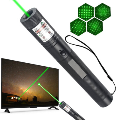 5000Mile 532nm Green Laser Pointer Pen Focus Light Visible Beam USB Rechargeable