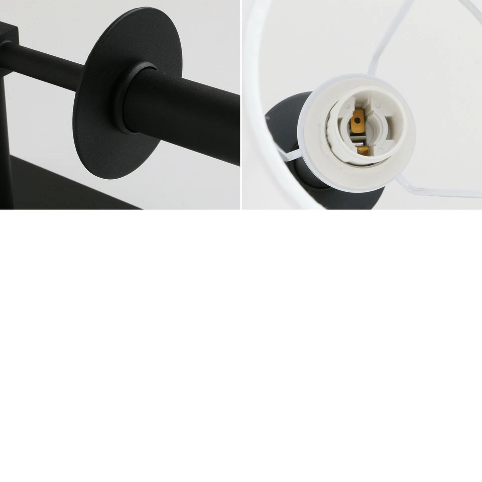 Pair Modern Industrial Edison Bedside Lamp Cloth Shade Black Wall Light Sconce - Image 4 of 4