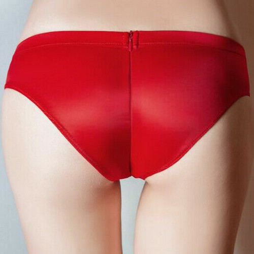 Damen-Tanga-Slip ölglänzend Unterwäsche glänzend durchsichtig mit offenem Reißverschluss Schritt - Bild 14 von 19
