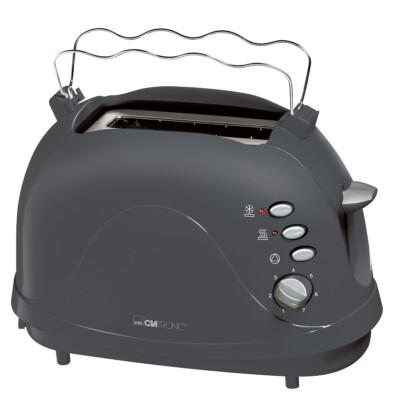 Clatronic Toaster 2 Scheiben TA 3565 grau, Brötchenaufsatz, Cool Touch, NEU
