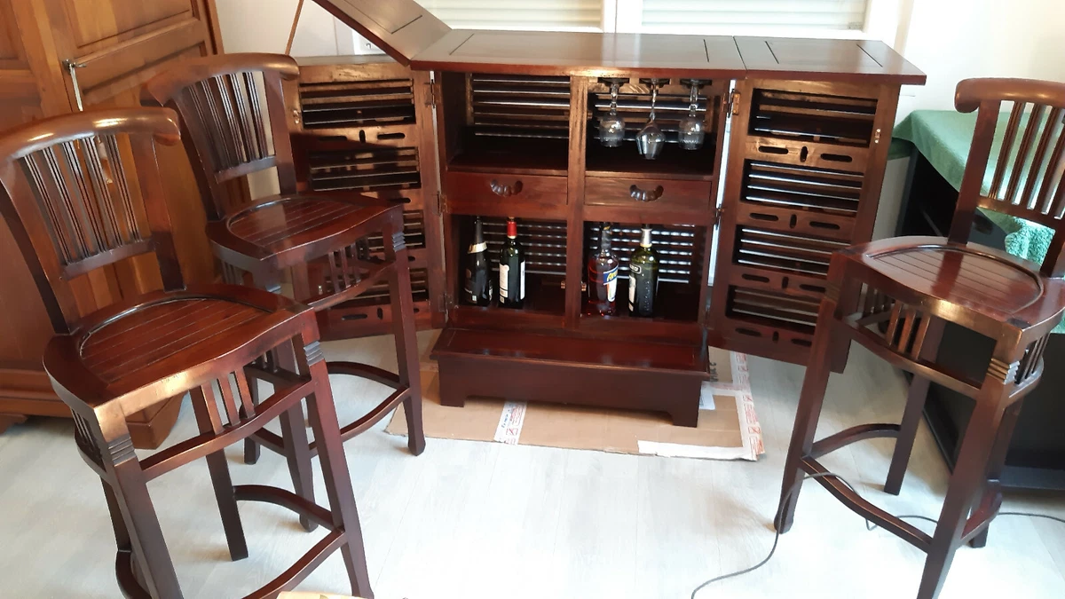 Meuble De Bar En Acajou Maisons Du Monde - Étagère Bois Massif 104 Cm