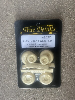 True Details 1/48 B-29/B-50 Wheel Set 4 Main & 2 Nose Wheels Diamond Tread 48032