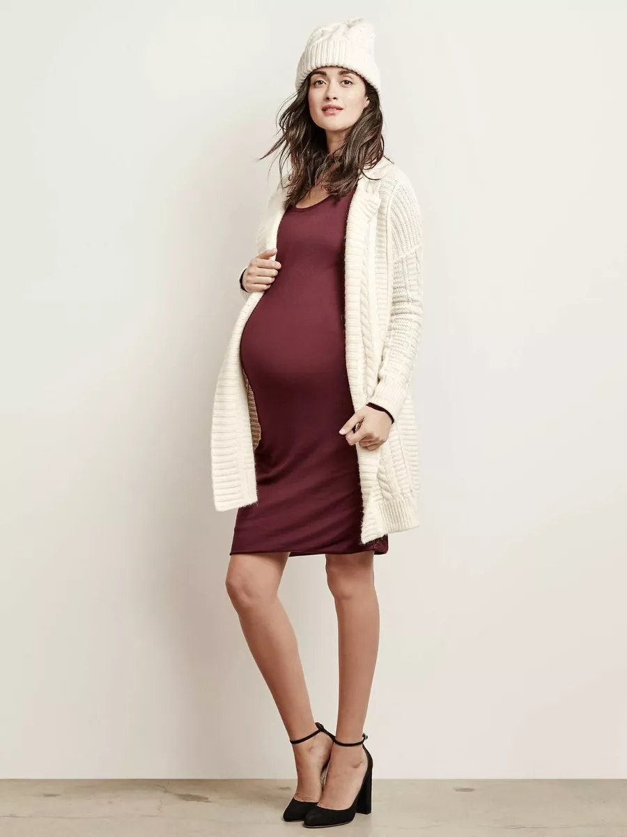 Gap Maternity Long Sleeve T-Shirt Dress, Size L Plum Pie (1623A1)