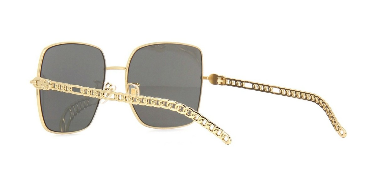Gucci GG0724S Gold With Gold Chain Gucci Logo Charms/Grey