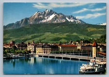 Postcard Switzerland Lucerne Luzern Mt. Pilatus Chrome 6x4   L653