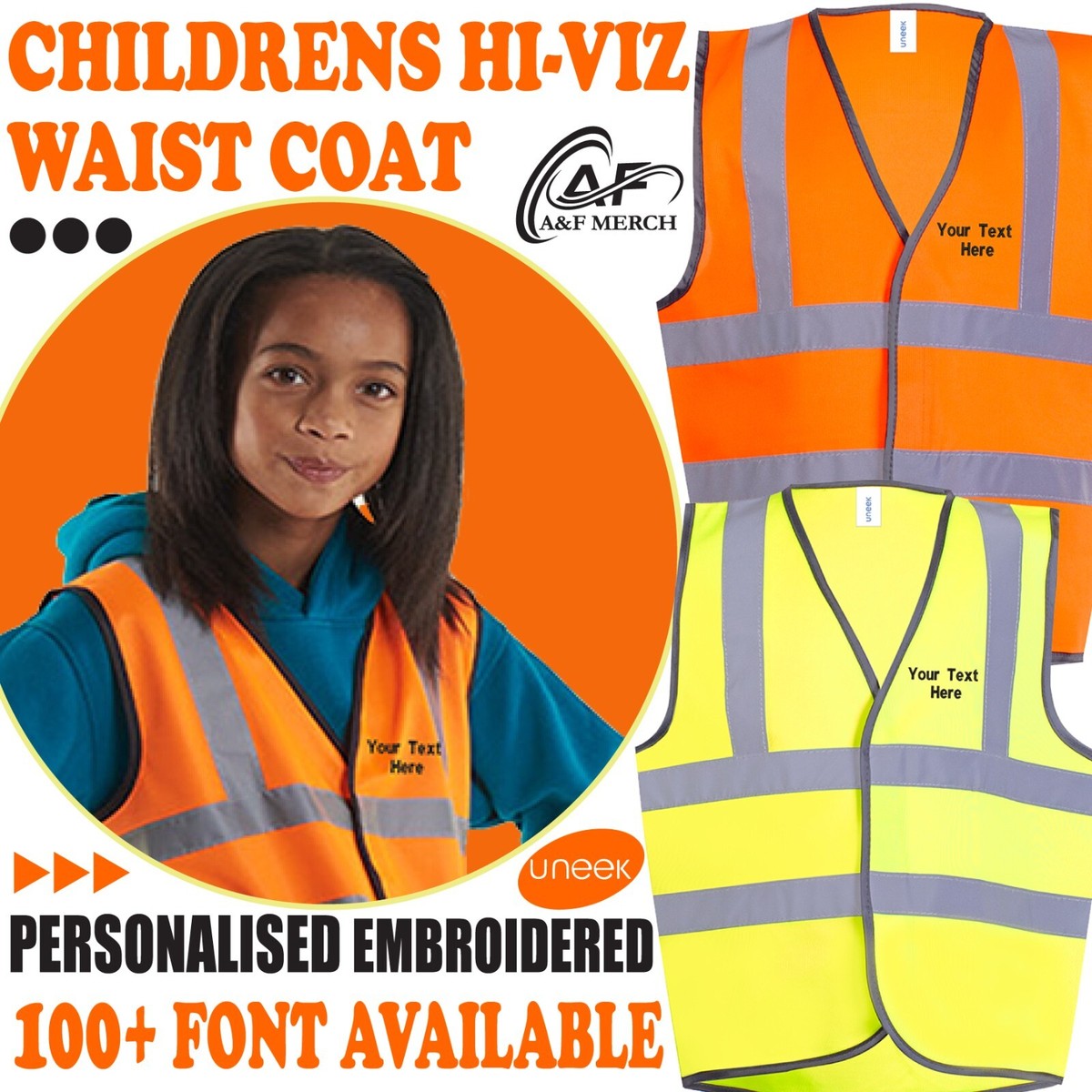 Waist Coat Childrens Personalised High Visibility Vests KIDS