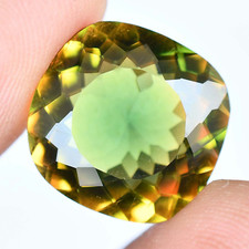 Natural Bi-Color Tourmaline 12.70 Ct Flawless Cushion Rare Certified Gemstone