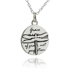 Dragonfly Charm Necklace - 925 Sterling Silver Handmade Inspirational Grace 