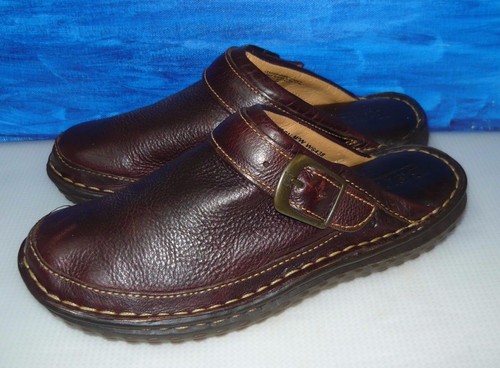 BORN Brown Leather Slip-on (3" Heel)Clog Mules Wedge ShoesWomen's 6M (36.5 EU) - Picture 4 of 7