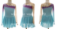 New Ice Figure Skating Dress Figure Skating Dress For Competition blue dyeing