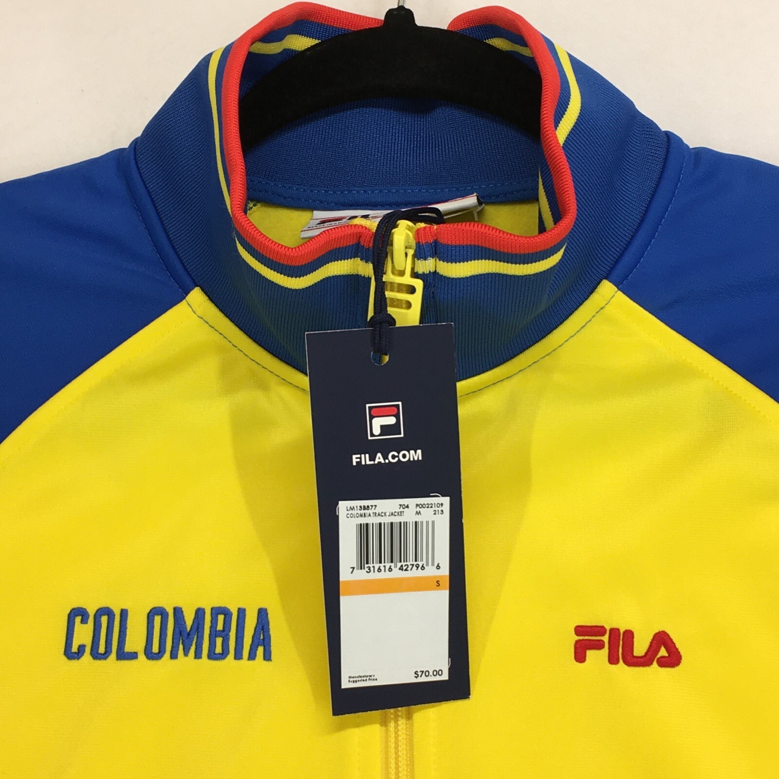 FILA COLOMBIA Giacca Uomo Track Activewear Taglia Small Colorblock Multicolore Zip