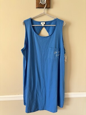 NWT Jenni Womens Size 2X Oh Hey Vacay Blue Comfy Sleepwear Nightwear Sleep Shirt