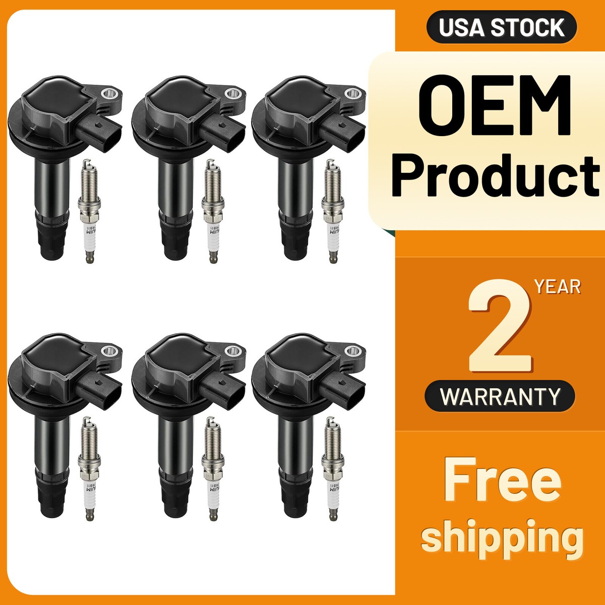6-Pack Ignition Coils & 6 Iridium Spark Plugs Kit For Chevy Trailblazer, GMC Canyon, Buick & More (2002-2009)