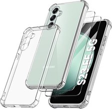 For Samsung S23 FE S22/A34/A14/A25/A15 A05 A16 Case,Clear Phone Cover + Glass