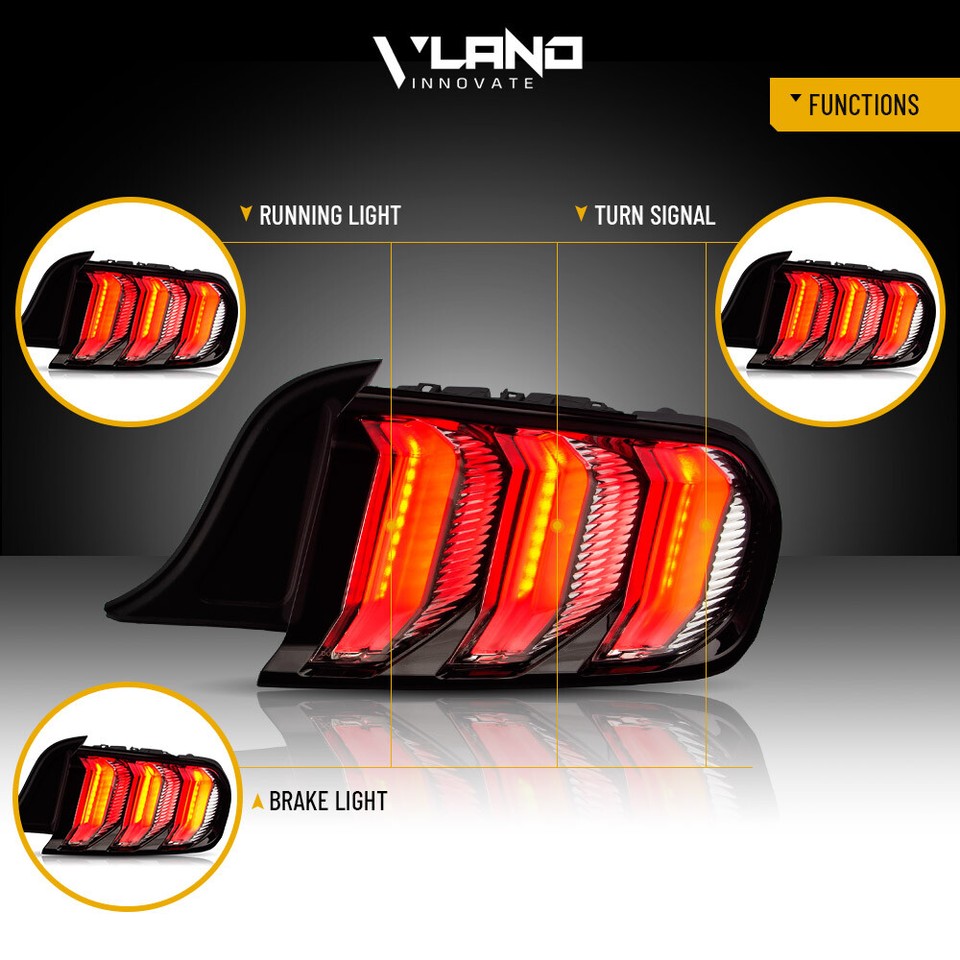 RGB LED TAIL Lights For Ford Mustang Euro Clear 2015-2023 Sequential