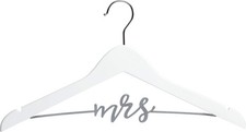Mrs. Wedding Dress Hanger Wooden Bridal Gown Hanger W/ Cursive Wire Lettering